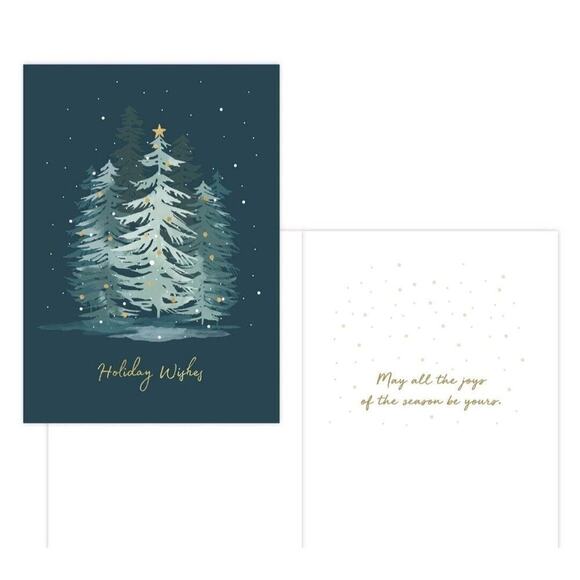 Forest Holiday Greeting Card Pack Christmas 16 CT Evening Green Inspired - Picture 2 of 10